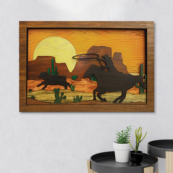 Cowboy Chasing Buffalo