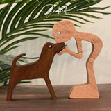 standing boy cuddling dog - Zambeel Art Studio