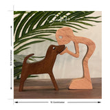 standing boy cuddling dog - Zambeel Art Studio